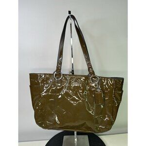 COACH Patent Leather Embossed Shoulder Bag # F17728 Green